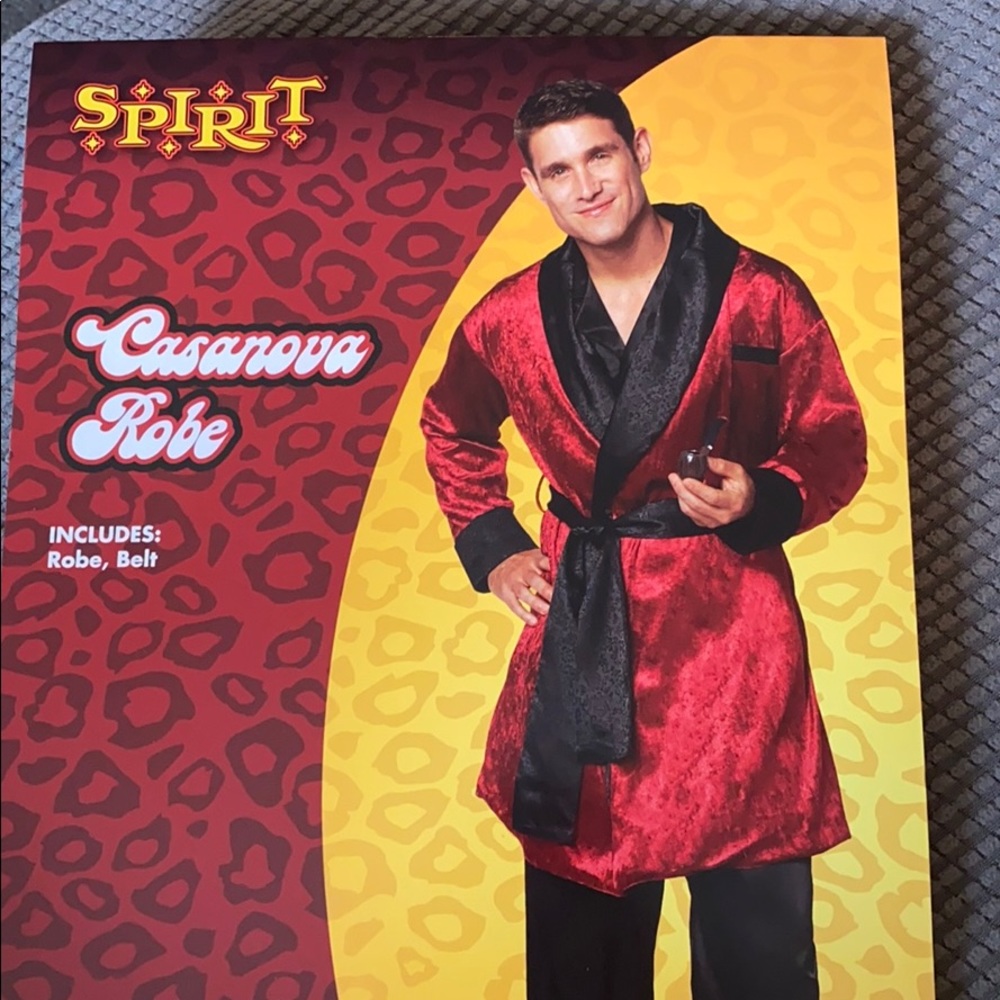 Hugh Hefner robe costume with hat and pips